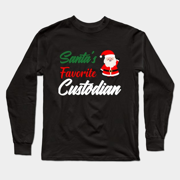 Santa's Favorite Custodian Family Christmas shirt Long Sleeve T-Shirt by boufart